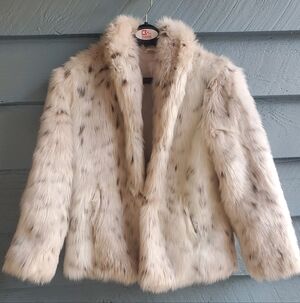 GB Girls Faux Fur Pea Coat - Cream and Brown